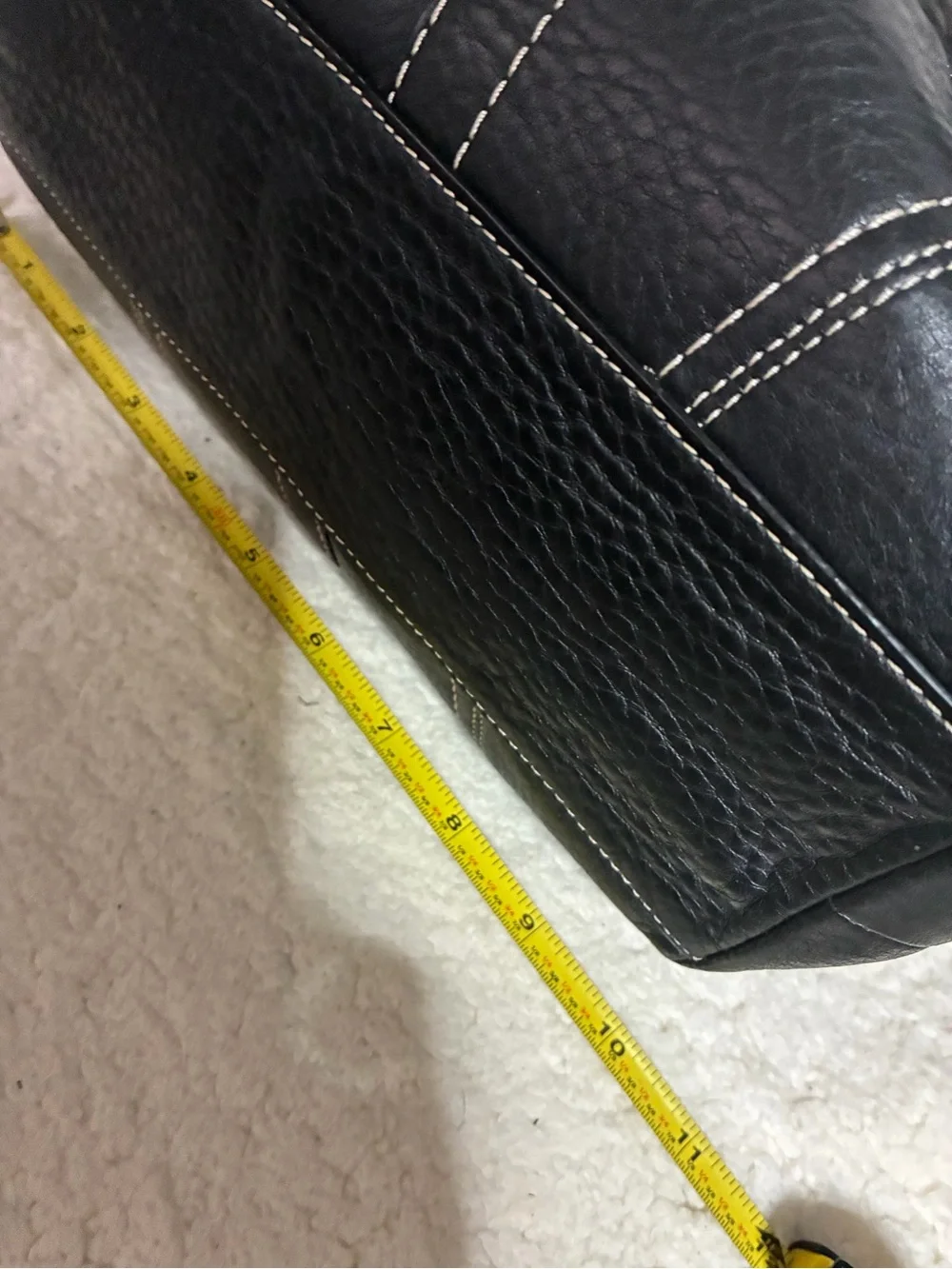 Coach Hamilton Black Leather Shoulder Bag with White Stitching